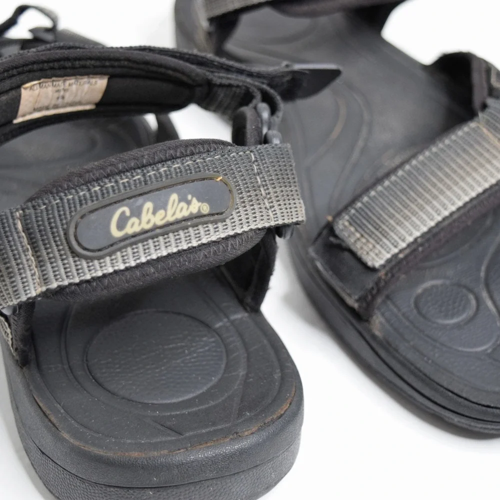 Cabela's Men's 13 Sport Hiking Sandals Black Grey Strappy Trail Water Shoes